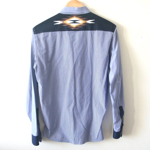 Size S - IDOOMEE Men's Mix Fabrics Boho Country Shirt - Picture 4 of 5